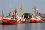 Die beiden Feuerschiffe ELBE 1 aus Cuxhaven und BORKUMRIFF aus Borkum lagen während des Seestadtfestes im Neuen Hafen von Bremerhaven. 24.05.2019