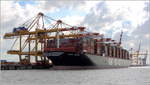 Die 2019 gebaute MSC MINA (IMO 9839260) liegt an der Stromkaje in Bremerhaven. Sie ist 399,77 m lang und 61,04 m breit, hat eine GT/BRZ von 228.741, eine DWT von 224.983 t und eine Kapazität von 23.656 TEU. Heimathafen ist Panama. 10.09.2019