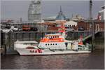 Der Seenotrettungskreuzer HERMANN RUDOLF MEYER an seinem Liegeplatz in der Geestemündung in Bremerhaven. Die HERMANN RUDOLF MEYER gehört zur 23,1-m-Klasse der DGzRS, das Tochterboot trägt den Namen CHRISTIAN. 15.03.2020