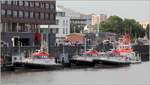 Seltene Kombination: drei Lotsenversetzboote der ORC-190-Klasse der französischen Werft Bernard liegen vor dem Lotsenhaus in Bremerhaven. Von links: FRYA, BURKANA - beide üblicherweise auf der Ems im Einsatz - und die VISURGIS. Dahinter ist noch der Seenotrettungskreuzer HERMANN RUDOLF MEYER zu sehen. 18.07.2020