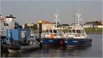 Die Bremer Polizeiboote VISURA und LESMONA liegen an ihrem Anleger in Bremerhaven. Davor hat noch ein Polizei-RIB festgemacht. 22.09.2020