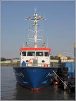 Die 2000 gebaute WASSERSCHUTZPOLIZEI 3 des Landes Niedersachsen am Polizeianleger in Bremerhaven. Sie ist 30,10 m lang und 6,90 m breit. 22.09.2020