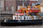 Das Peilschiff GREIF des WSA Cuxhaven hat die beiden Peiljollen GREIF 1 und 2 an Bord, die zu Gewsservermessungsaufgaben im flachen Bereich eingesetzt werden. Sie wurden 1983 gebaut, sind 6,70 m lang und 2,30 m breit. Aufnahmedatum: 03.02.2008