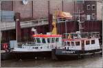 Das Arbeitsschiff OSTE des Wasser- und Schifffahrtsamtes Cuxhaven liegt am 03.02.2008 im Pckchen mit dem Vermessungsschiff OSTERHFT von Niedersachsen Ports am Kai des WSA. Die OSTE wurde 1998 gebaut, ist 16,61 m lang und 4,70 m breit. Sie wird Verbindung mit der Schute DP 3832 fr wasserseitige Arbeiten an Oste und Elbe eingesetzt.