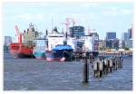 Die  Auflieger  auf der Norderelbe, von der Freihafen-Elbbrcke gesehen,am 16.05.2009