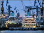 Zwei Kreuzfahrer im Dock Elbe 17 bei B&V.Die  Albatros ,L:205m,B:25m und die  Amadea ,L:193m,B:28m.Am 02.12.09.