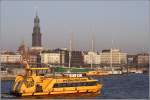 berragt vom Michel passiert die HADAG-Fhre ALTENWERDER das Segelschiff RICKMER RICKMERS. 15.01.2006