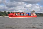 HAMBURG, 19.09.2012, Containerschiff Frederik unter maltesischer Flagge in Richtung Elbmündung