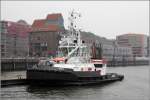 Die 2010 gebaute HUNTE (IMO 9454319) liegt am 11.10.2013 in Hamburg. Sie ist 28 m lang, 12 m breit, hat eine Maschinenleistung von 5.304 kw und einen Pfahlzug von 90 t. Heimathafen ist Bremerhaven.