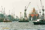 Hamburg am 7.5.1988 (Hafengeburtstag): Impressionen vor den (Schwimm-) Docks von Blohm + Voss /