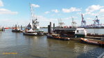 Hamburg am 16.8.2016: Anleger Neumühlen/Museumshafen ohne ex –HADAG-Schiff BERGEDORF /