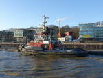 BUGSIER 9 (IMO 9429558) am 19.3.2019, Hamburg, Elbe, Schlepperponton Neumühlen /    ASD-Schlepper / BRZ 485 / Lüa 33,1 m, B 12,6 m, Tg 6,1 m / 2 Wärtsilä-Diesel, ges.