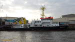CAPELLA  (IMO 9296949) am 23.4.2019, Hamburg, an der Lürssen/Norderwerft im Reiherstieg /  Vermessungsschiff / BRZ 552 / Lüa 4302 m, B 10,8 m, Tg 1,6 m / 2 Diesel, MTU,  Typ: 8 V 2000 M60,