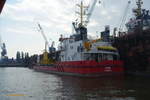 VILM (IMO 9181089) am 30.4.2019: Hamburg, an der Werftoier der Lürssen-Norderwerft im Reiherstieg /  Ölfang- und Bekämpfungsschiff / BRZ 590 / Lüa 48,15 m, B 10,2 m, Tg 2,8 m / 2