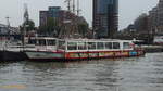 ENNSTAL (ENI 04813530) (H 6083) am 13.10.2019, Hamburg, Elbe, östlicher Liegeplatz der Überseebrücke /    Hafenrundfahrtbarkasse (Kunstbarkasse, durch Udo Lindenberg gestaltet) /
