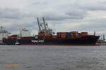 OSAKA EXPRESS  (IMO 9320697) am 16.9.2024, Hamburg, Elbe, Liegeplatz Tollerort /   Containerschiff / BRZ 93.750/ Lüa 335,47 m, B 42,80 m, Tg 14,61m / 1 Diesel, 68.640kW (93.323PS), 25,2  / 8604