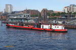 PALMAILLE (ENI 04200030) am 16.9.2024 am HADAG Betriebsponton St. Pauli / Ex-Namen: Esso Niehl, Köln Bunker 351, Köln Bunker 1 /
Bunkerschiff / Tonnage 243 t  / Lüa 40,84 m, B 5,54 mm, Tg 1,86 m / 1 Diesel 147 kW (200 PS), 6,5 kn / gebaut 1958 bei Scheel & Jöhnk, Hamburg Flagge D, Hamburg /