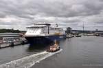 Blick auf den Oslo-Kai am 26.06.2010 vom Oberdeck der Fhre  Stena Scandinavia  MS  Falkenstein  (Schlepper & Fhre) einlaufend