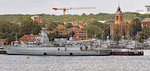 Schiffe der Bundesmarine - darunter die Fregatte F 216 SCHLESWIG-HOLSTEIN - im Hafen von Kiel. Aufnahme vom 21.08.2016