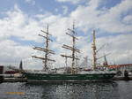 ALEXANDER VON HUMBOLDT II (TSG 404) am 19.6.2012, Hafen Kiel /
Bark / BRZ 763 / Lüa 65 m, B 10 m, Tg 5 m / Segelfläche: 1.360 m² / 1 Diesel, Volvo Penta Typ: D16 – 750 MH, 552 kW (751 PS) / gebaut 2011 bei BVT – Brenn- und Verformtechnik Bremen GmbH  /  
