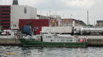 AMRUM am 19.6.2012, Kieler Hafen /
Ex-Name: BRUNHILD -> 1997 /
Zollboot (17 m Typ / Verdrängung: ca.20 t / Lüa 17,25 m, B 4,35 m, Tg 1,1 m / 2 Diesel, MAN, ges. 750 kW (1020 PS), 42 km/h  / gebaut 1990 bei W. Fleischhauer, Dormagen / 
BRUNHILD 1990-1997 in Passau auf der Donau eingesetzt, 1997 Umbau zum seegehenden Schiff, umbenannt AMRUM, Heimathafen Husum / 

