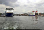 Fähren aus Skandinavien:  Blick während einer Hafenrundfahrt auf die Color Magic der Color Line AS (links) nach Oslo (N) sowie Stena Scandinavica der Stena Line AB nach Göteborg (S),