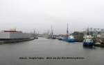 Lübeck, Burgtorhafen, Schiffe von links nach rechts sind: MS SABINA am Brüggenkai,dann die MS ALTE Land als Auflieger, die JAN D und LENE D von der gleichen Reederei, die MS SPRINTER und als