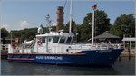 Das Streifenboot GREIF der WSP Schleswig-Holstein liegt am 05.06.2016 in Travemünde. Die GREIF ist 18 m lang und 4,95 m breit. Heimathafen ist Kiel.