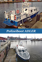 Polizeiboot ADLER am Burgtorkai der Hansestadt Lübeck.