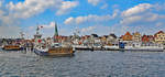 Priwall-Fähren im Hafen von Lübeck-Travemünde. Von links nach rechts: TRAVEMÜNDE, PÖTENITZ, BERLIN, PRIWALL VI. Aufnahme vom 30.3.2019