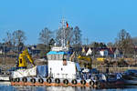 Arbeitsschiff NOORCAT (IMO 9569322) am 19.01.2020 im Hafen von Lübeck-Travemünde 