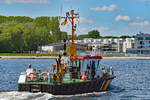 Schifffahrtspolizeiboot OSTE des Wasser- und Schifffahrtsamtes Cuxhaven am 20.05.2020 in Lübeck-Travemünde einlaufend
