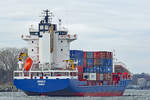 Containerschif SPIRIT  (IMO 9302255) am 20.03.2021 im Hafen von Lübeck-Travemünde.