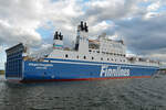 FINNTRADER (IMO 9017769, Finnlines) am 21.05.2021 in Lübeck-Travemünde einlaufend
