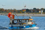 Fischereifahrzeug TRA 14 CONSTANTIA II am 29.10.2021 in Lübeck-Travemünde einlaufend