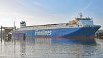 FINNSEA (IMO 9468891, Finnlines) am 15.01.2022 beim Skandinavienkai in Lübeck-Travemünde