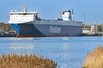 FINNSUN (IMO 9468918, Finnlines) am 15.01.2022 beim Skandinavienkai in Lübeck-Travemünde