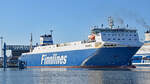 FINNMILL (Finnlines, IMO 9212656) am 26.02.2022 am Skandinavienkai in Lübeck-travemünde