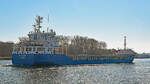 BLUE TUNE (General Cargo Ship, IMO 9491927) am 13.03.2022 im Hafen von Lübeck-Travemünde