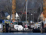 Das Schubboot LUBA (ENI: 05017990) pausiert im Travemünder Hafen.