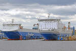 FINNFELLOW (Finnlines, IMO 9145164) am 01.05.2022 beim Skandinavienkai in Lübeck-Travemünde