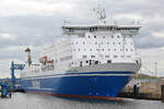 FINNFELLOW (Finnlines, IMO 9145164) am 01.05.2022 beim Skandinavienkai in Lübeck-Travemünde