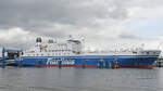 FINNTRADER (IMO 9017769, Finnlines) am 29.05.2022 beim Skandinavienkai in Lübeck-Travemünde