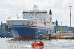 FINNTRADER (IMO 9017769, Finnlines) am 26.06.2022 beim Skandinavienkai in Lübeck-Travemünde.