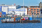 Schubboot KNURRHAHN (ENI 05109750) am 18.11.2022 im Hafen von Lübeck-Travemünde