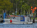Anfang Mai 2023 war das Fischereiboot TRA 6 in Travemünde zu sehen.