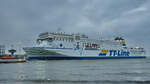 Das Fährschiff NILS HOLGERSSON (IMO: 9865685) kommt Anfang Mai 2023 in Travemünde an.