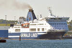 Fährschiff CRUISE SMERALDA (IMO: 9144811) am 06.09.2023 beim Verlassen des Hafens von Lübeck-Travemünde