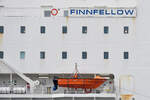 Rettungsboot von MS FINNFELLOW (Finnlines) am 27.01.2024 in Lübeck-Travemünde