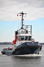 Schlepper VB BALTIC bei Lübeck-Travemünde, 24.02.2024